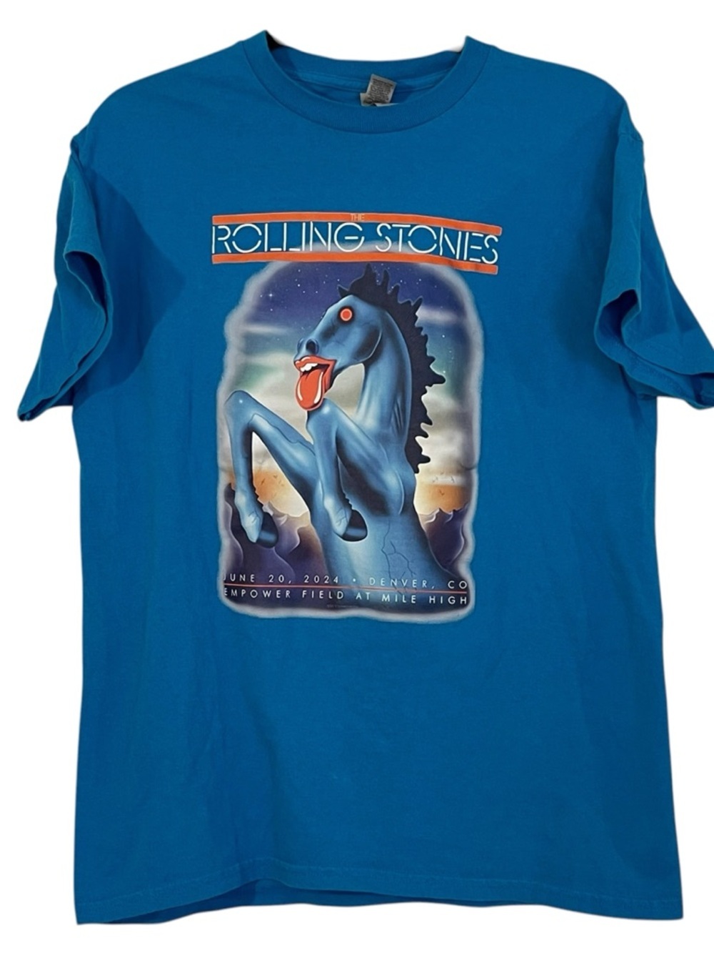 Gildan Blue Rolling Stones Horse Graphic Tee